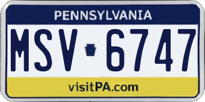 PA license plate MSV6747