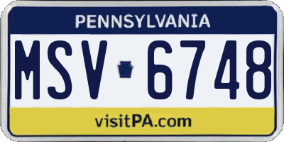 PA license plate MSV6748