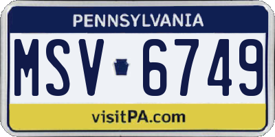 PA license plate MSV6749