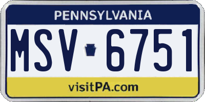 PA license plate MSV6751