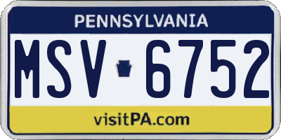 PA license plate MSV6752