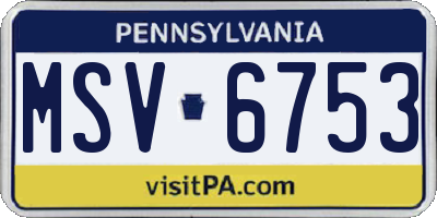 PA license plate MSV6753