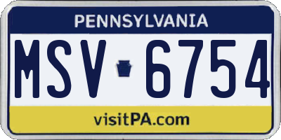 PA license plate MSV6754