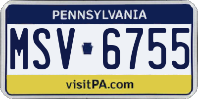 PA license plate MSV6755