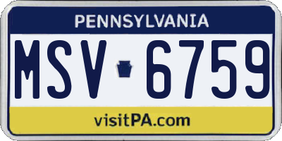 PA license plate MSV6759