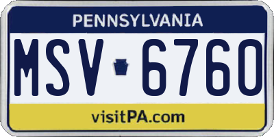 PA license plate MSV6760
