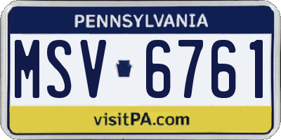 PA license plate MSV6761