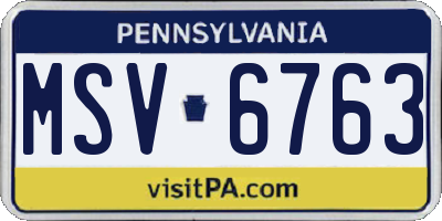 PA license plate MSV6763