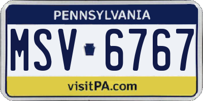 PA license plate MSV6767