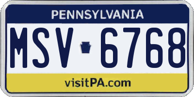 PA license plate MSV6768