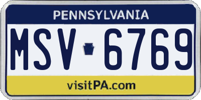 PA license plate MSV6769