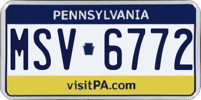 PA license plate MSV6772