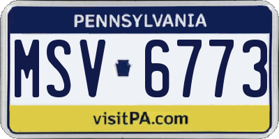 PA license plate MSV6773
