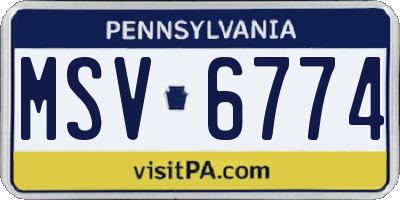 PA license plate MSV6774