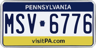PA license plate MSV6776