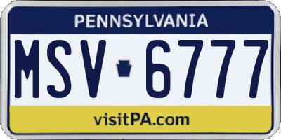 PA license plate MSV6777
