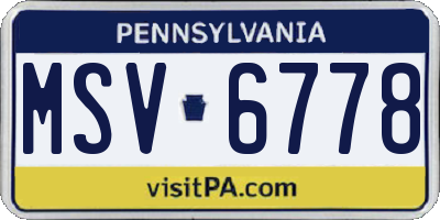 PA license plate MSV6778