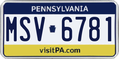 PA license plate MSV6781