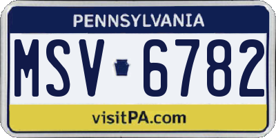 PA license plate MSV6782