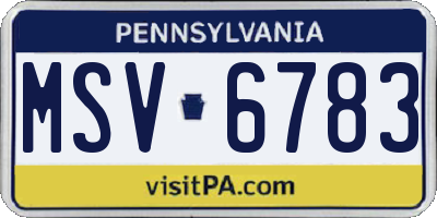 PA license plate MSV6783