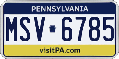 PA license plate MSV6785