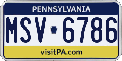PA license plate MSV6786