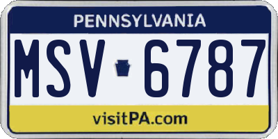 PA license plate MSV6787