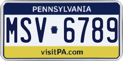 PA license plate MSV6789
