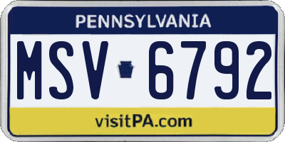 PA license plate MSV6792