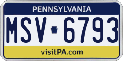 PA license plate MSV6793