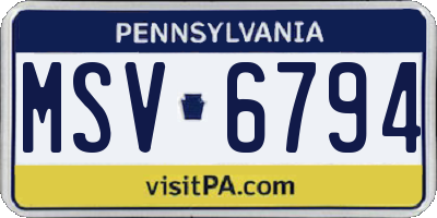 PA license plate MSV6794