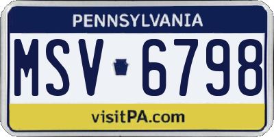 PA license plate MSV6798