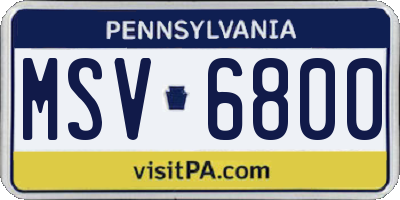 PA license plate MSV6800