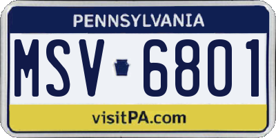 PA license plate MSV6801