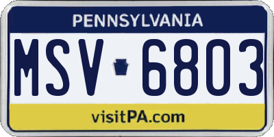 PA license plate MSV6803
