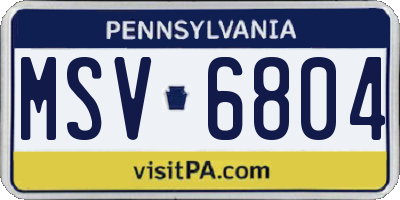 PA license plate MSV6804