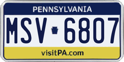 PA license plate MSV6807