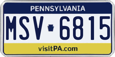 PA license plate MSV6815