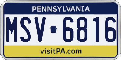 PA license plate MSV6816