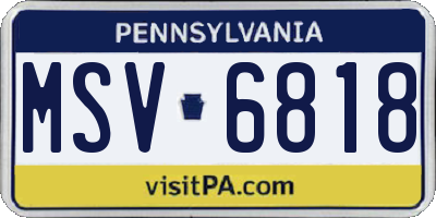 PA license plate MSV6818