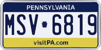PA license plate MSV6819