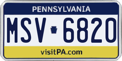 PA license plate MSV6820