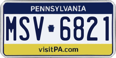 PA license plate MSV6821