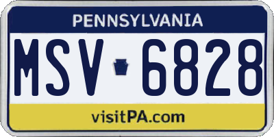 PA license plate MSV6828