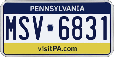 PA license plate MSV6831