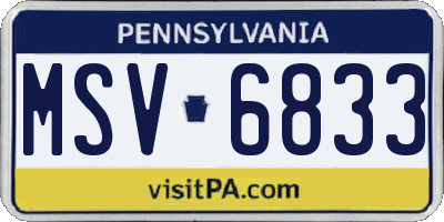 PA license plate MSV6833