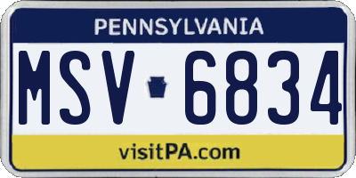PA license plate MSV6834