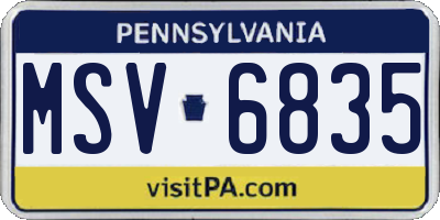PA license plate MSV6835