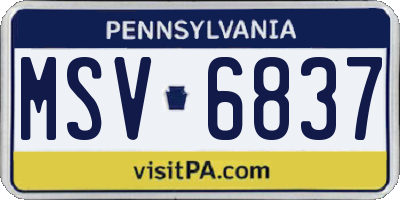 PA license plate MSV6837