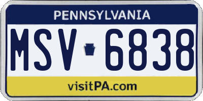 PA license plate MSV6838